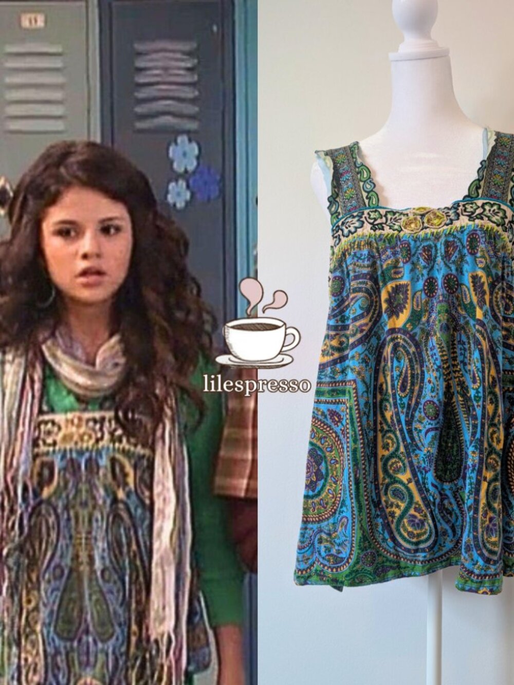 2000s free people blue boho tank ASO alex russo wizards of waverly place (large)